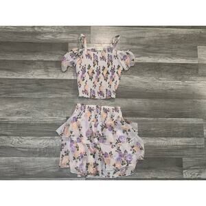 B Tween Girls Size 8 Pink Floral Skirt Set / Spring Outfit/ Floral Outfit